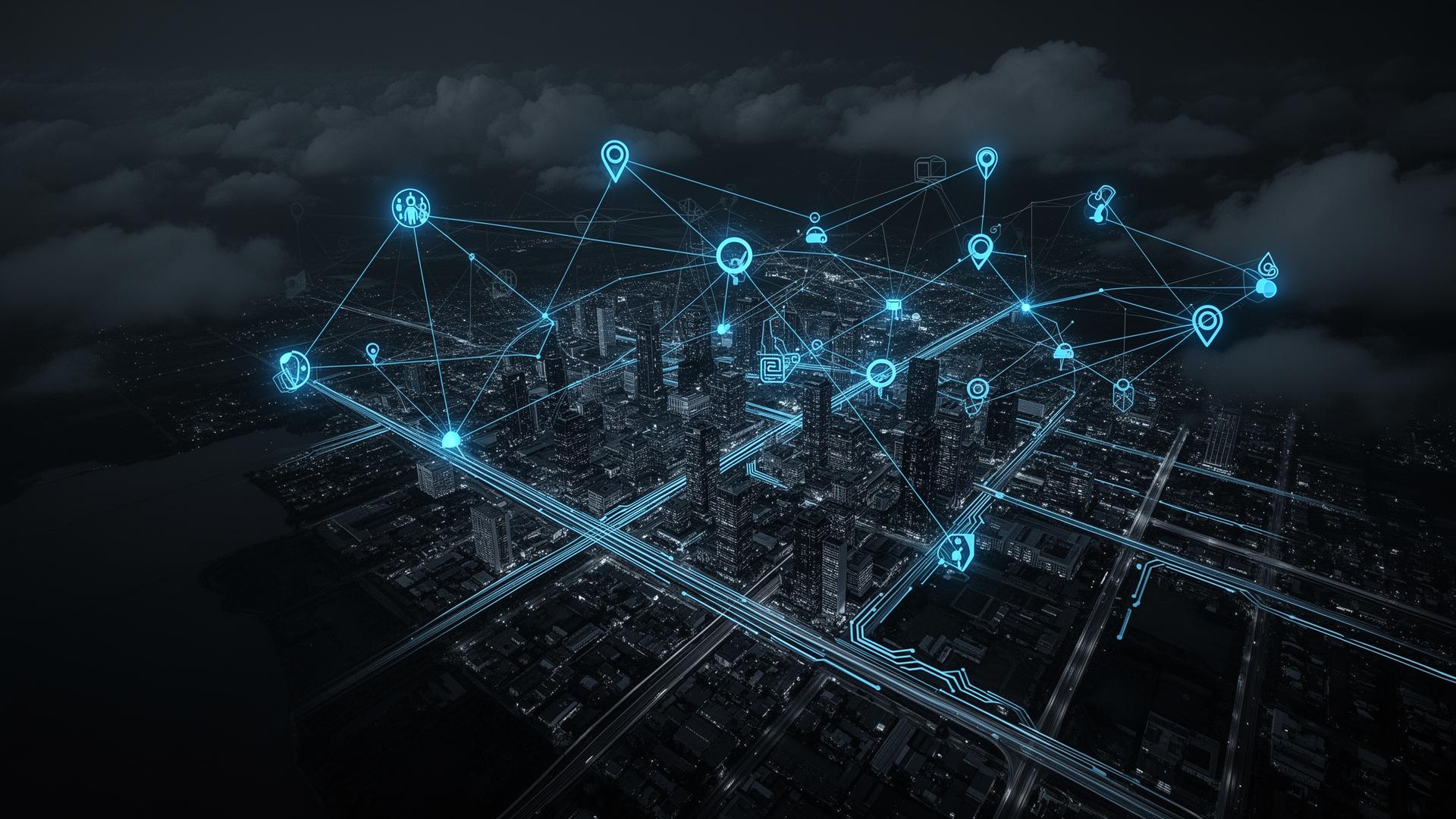 Smart mobility network across an African city at night
